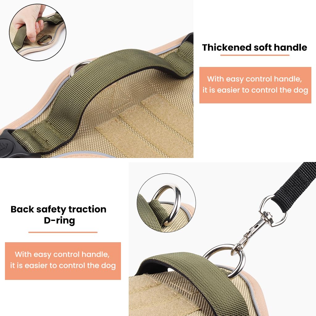 Qpets No Pull Dog Harness with Safety Reflective Strip Quick Release Buckle Adjustable Size Easy Control Handle for Medium Dogs(L, Recommended Weight: 14-22.5kg)