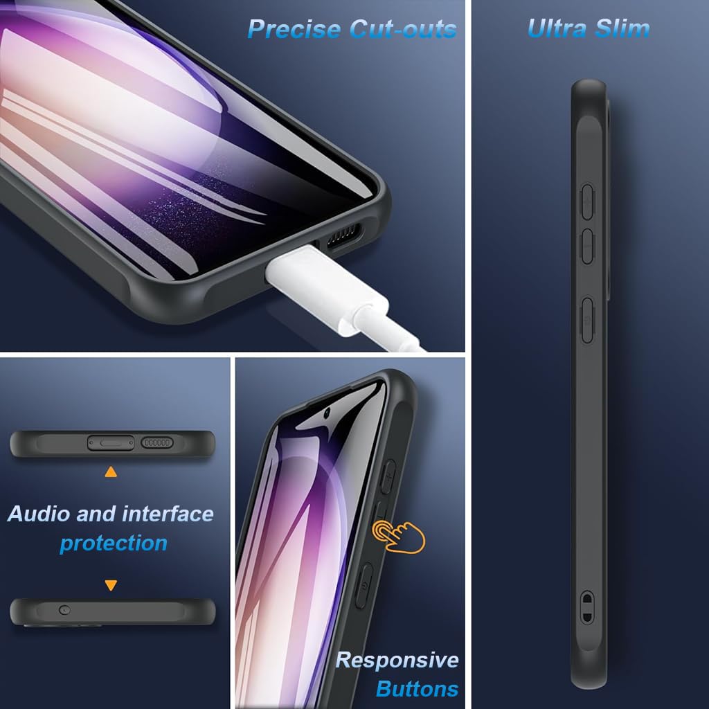 ZORBES Phone Case for Samsung Galaxy S23 FE Fashion Slim Phone Cover Support Magnetic Wireless Charging Anti-Scratch Protective Case Shockproof Matte Phone Covers for Galaxy S23 FE Black