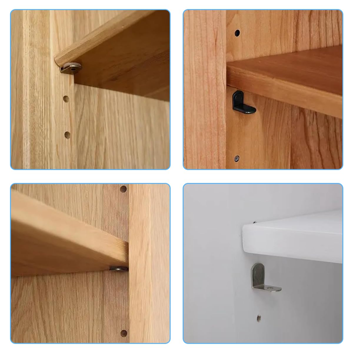 Serplex 100Pcs L-Shaped Brackets Metal L-Shaped Brackets Shelf Brackets Hardware Wardrobe Accessories Screw Mounted Brackets Supports for Closet Shelf Wall Shelf Cabinet