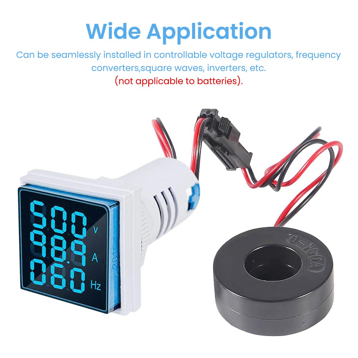 Serplex LED AC Current Voltage Frequency Signal Light 60-500V 0-100A AC Digital Ammeter Voltmeter, Backlight Display Voltage Detector Current Tester Gauge