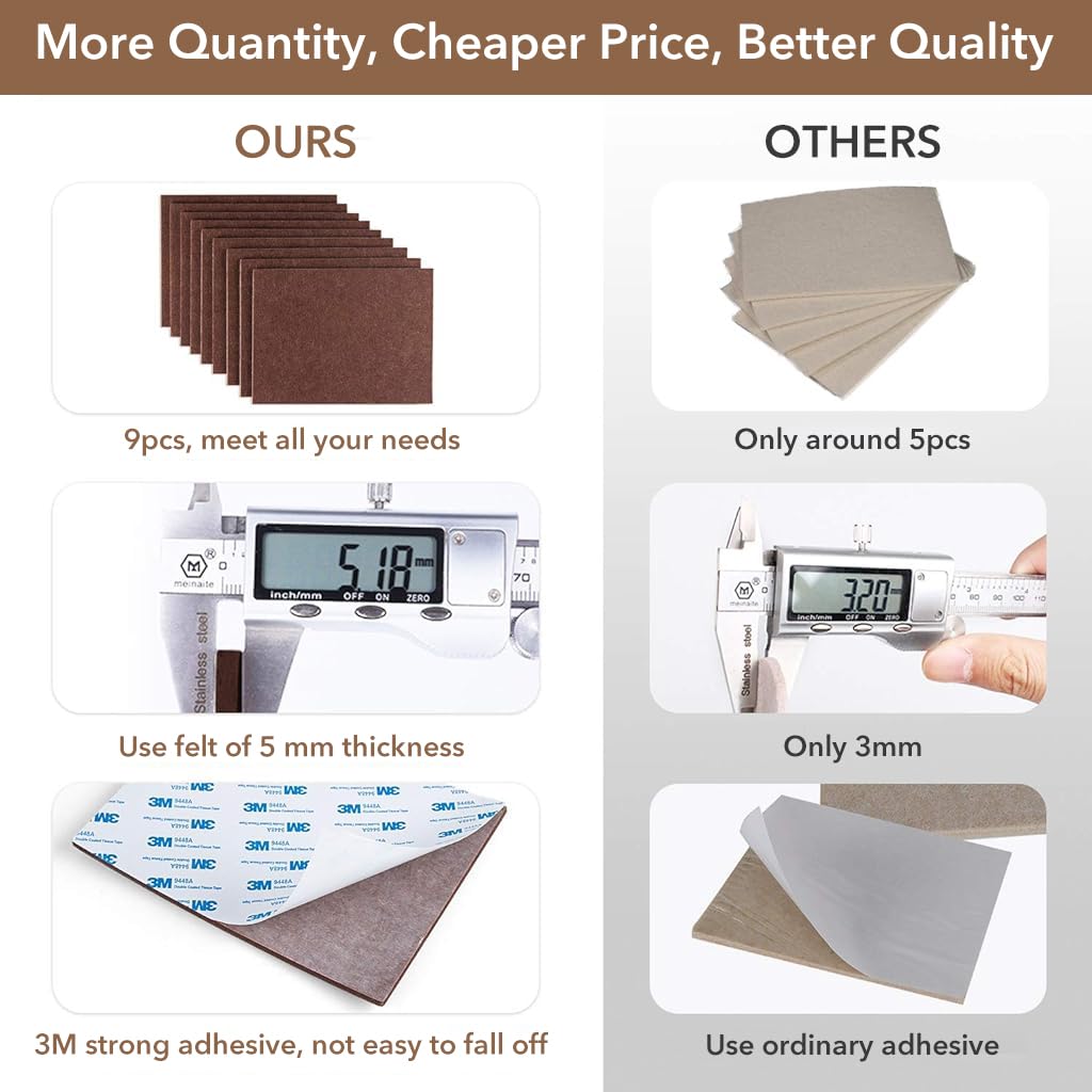HASTHIP 2Pcs Furniture Pads 21x30cm Non-adhesive Square Felt Furniture Pads Thicken Noise Reduction Floor Protector Customized Cuttable Felt Furniture Pads with Double-side Adhesive Sticker