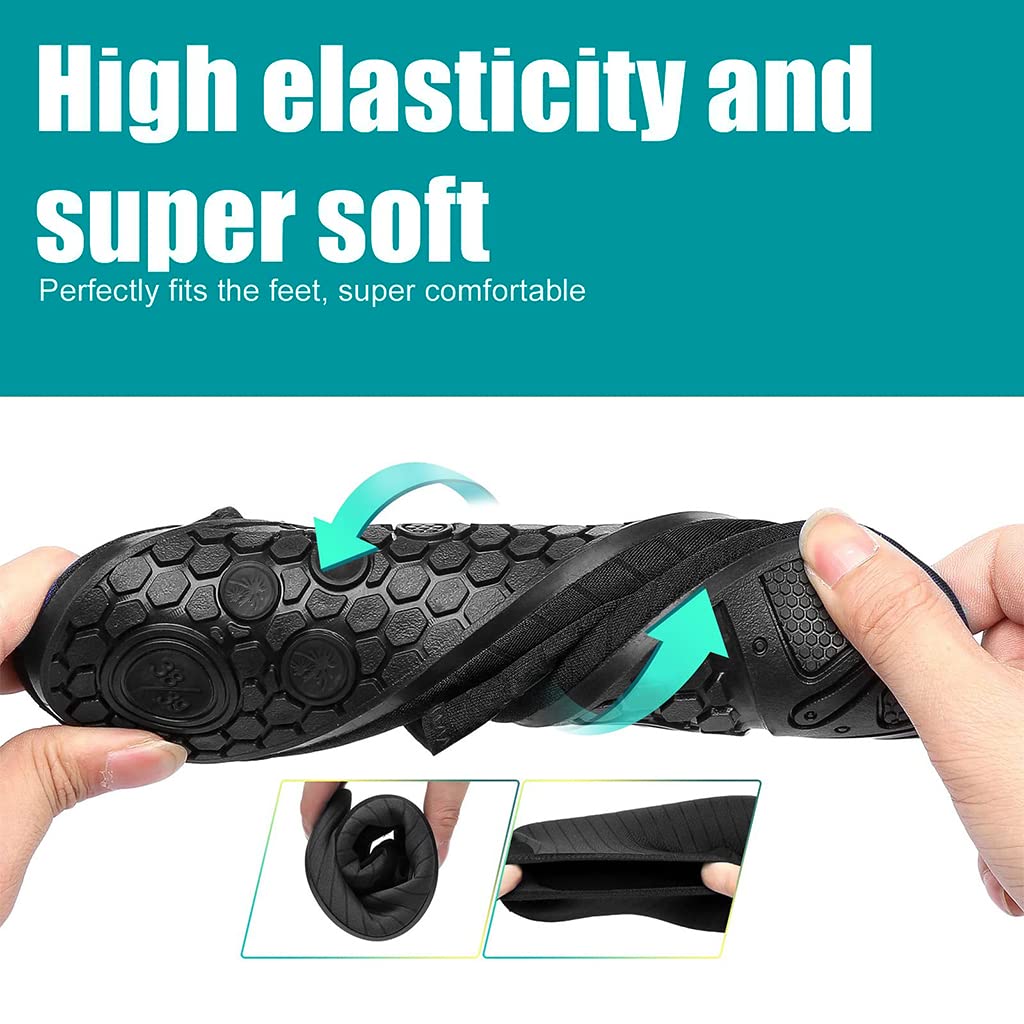 PALAY Quick Dry Beach Shoes for Women Men Anti-Slip Rubber Sole Water Shoes, Outdoor Lightweight Breathable Surfing Yoga Indoor Fitness Shoes (US 5-5.5 Men / 6.5-7 Women) Black