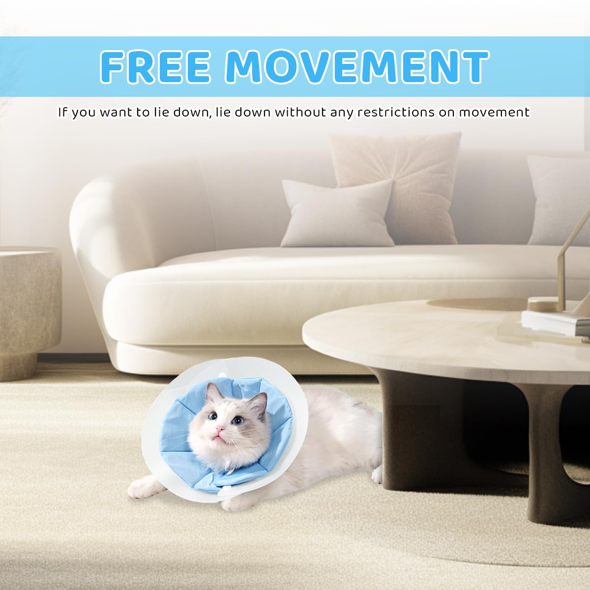 Qpets Cat Cone PVC Cat Recovery Cone with Soft Pillow, After Surgery for Anti-Licking Cat Cone, Surgery Recovery Cone for Small Pet (S, 12-25 cm)