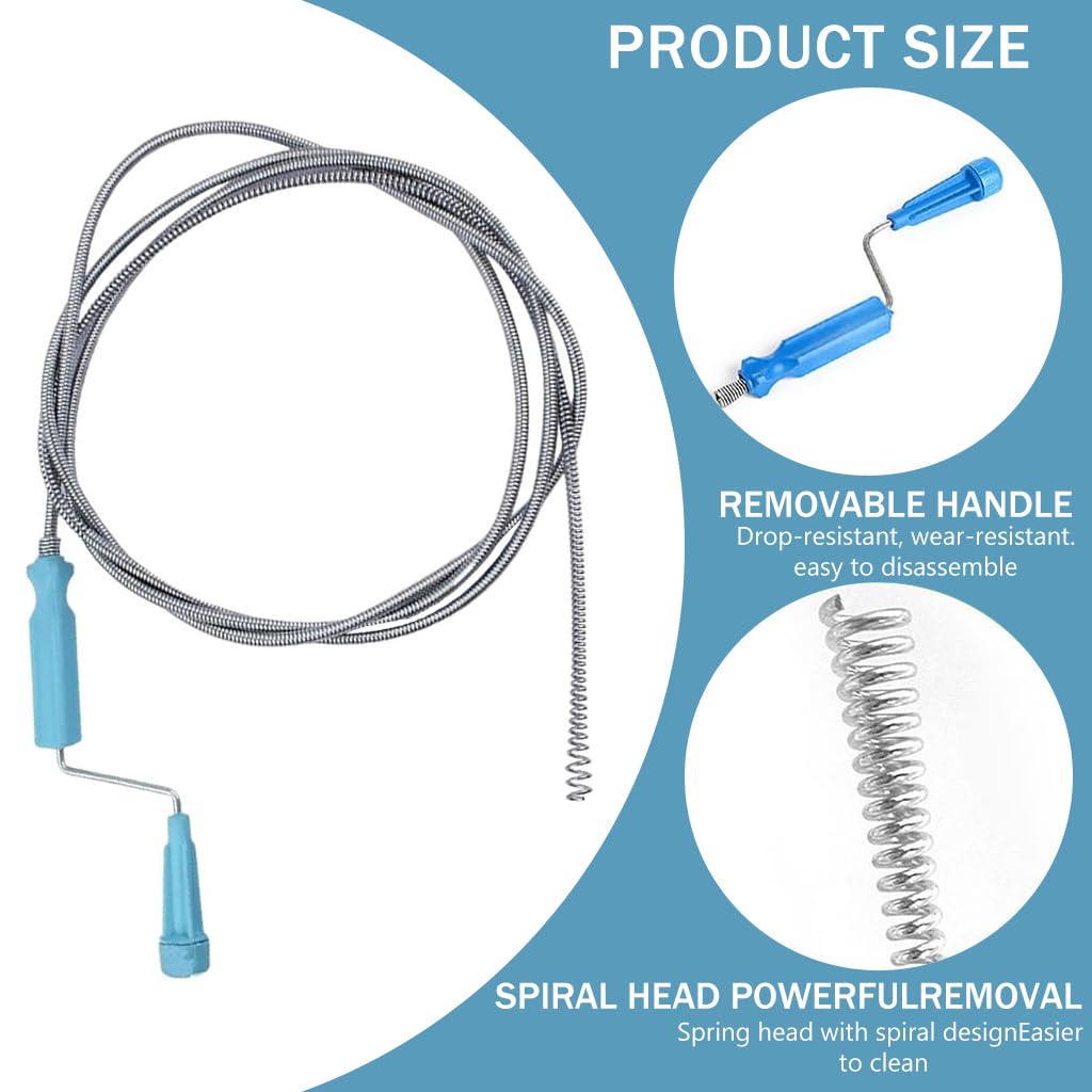 HASTHIP 9.8ft Stainless Steel Drain Cleaner Tool, Spiral Spring Pipe Design, Sink & Tub Drain Dredge Tool, Sewer Cleaning Tool for Bathroom, Kitchen & Toilet