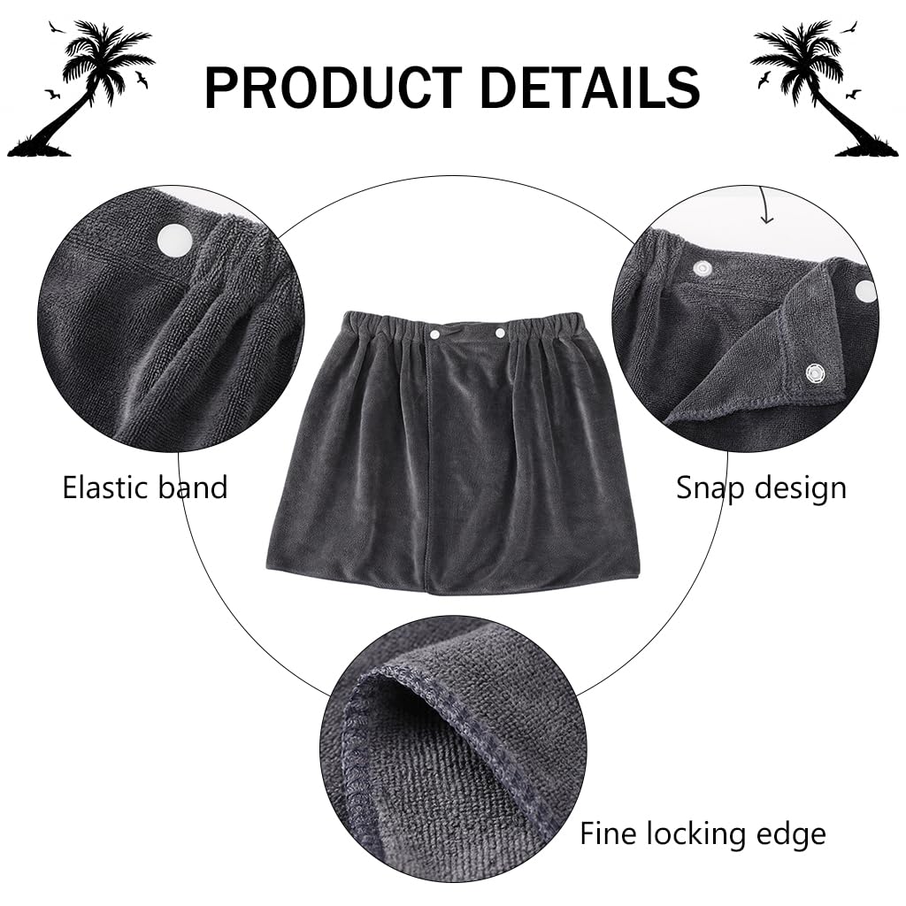 HASTHIP Men's Bath Towel Modesty Towel Beach Modesty Bathrobe 30x140cm Quick Dry Microfiber Modesty Towel Snap Button Closure Elastic Modesty Wrap Towel for Men
