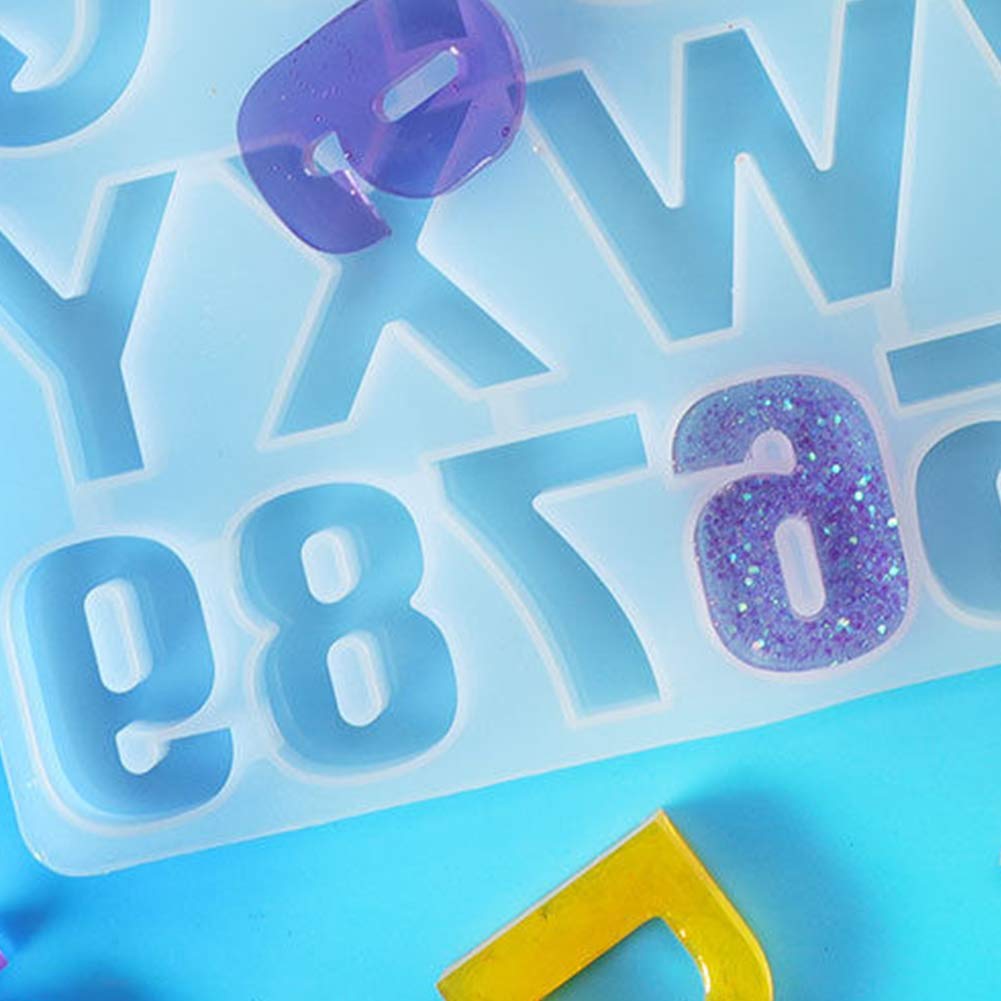 HASTHIP Alphabet Resin Casting Mold, Letter and Numbers Resin Moulds, DIY Letter Key Chain, Pendant, Jewelry Making Molds for Resin, Silicone Epoxy Resin Moulds