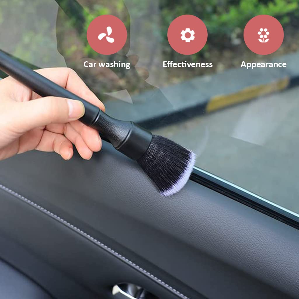 STHIRA 3pcs Car Duster Brush Set with Box, Fine Bristle Brushes for Car Interior Detailing, Soft Bristles Cleaning Brush Dusting Tool for Dashboard, Wheel, Window, Keyboard, Air Conditioners