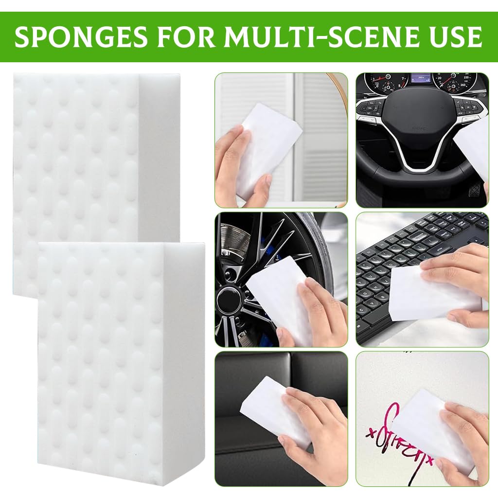 HASTHIP 8Pcs Household Cleaning Sponges Stain Eraser High Density Kitchen Cleaning Scrubbing Sponge Stain Scrubber Multipurpose Scrubber Sponge for Kitchen, Bathroom, Shoe Cleaning, 10x7x3cm