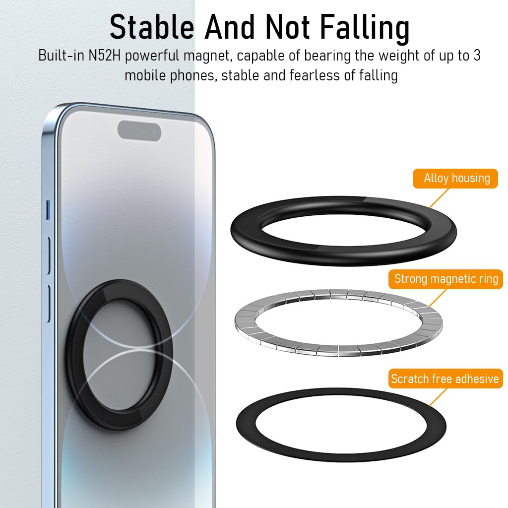 ZORBES for MagSafe Ring Wall Mount Magnetic Mobile Ring Holder for iPhone 15/14/13/ 12 Pro Max Plus with Mag-Safe Case Slim Adhensive Magnetic Phone Ring Holder Magnetic Phone Grip Holder Phone Ring