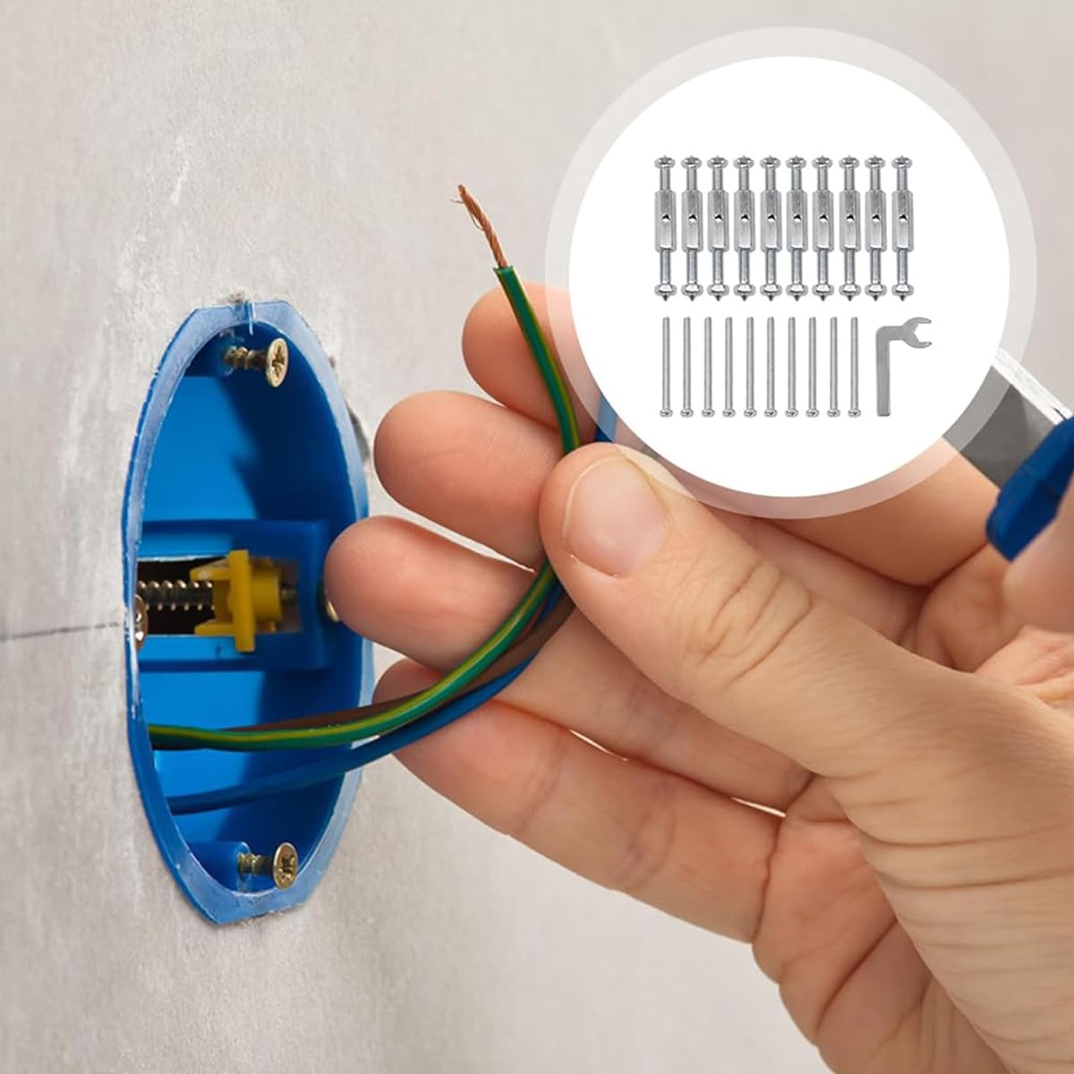 Serplex 86 Wire Box Repair Kit with 10 Switch Sockets & 10 Masonry Screws Electric Outlets Electrical Outlet Universal Socket Cassette Repair Device Steel Plug Socket Junction Box