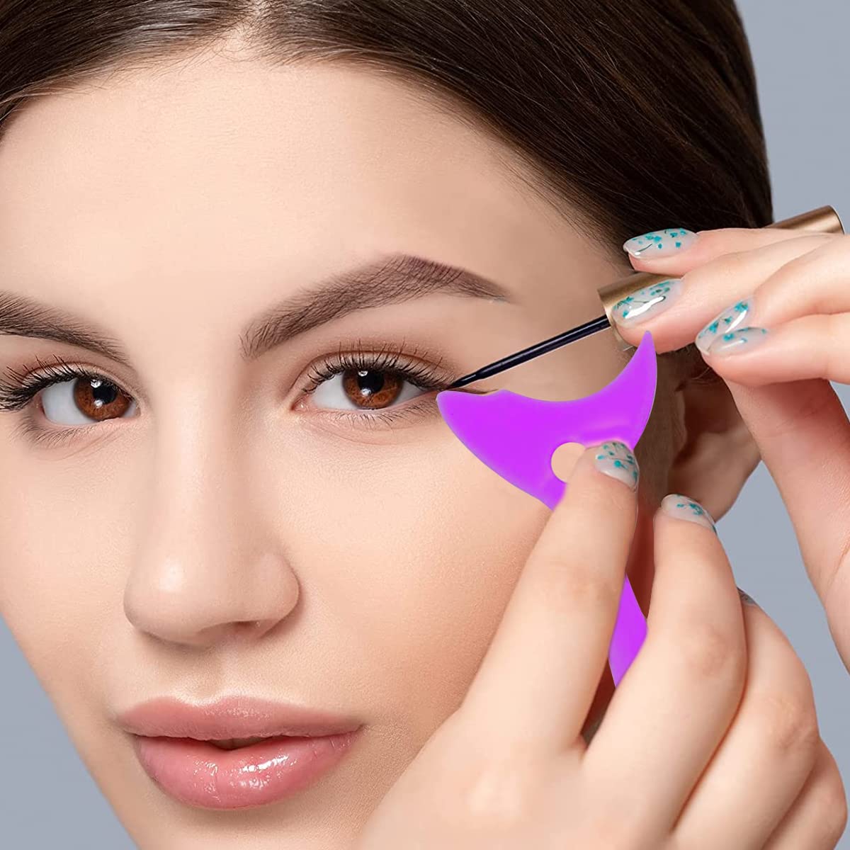 MAYCREATE Mascara Shield Applicator 3-In-1 Silicone Eyelash Shield Guard Eyeliner Auxiliary Cosmetic Makeup Tool, Reusable & Detachable