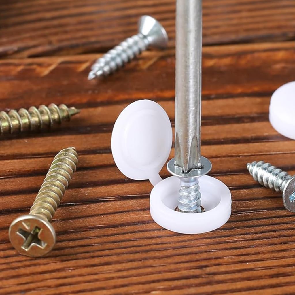 Serplex 300Pcs Plastic Hinged Screw Cover Caps, Folding Screw Cover Cap, Snap Washer Covers Flip Tops for Covering Screw Heads, Screw Protection for Home & Industrial Use (White)