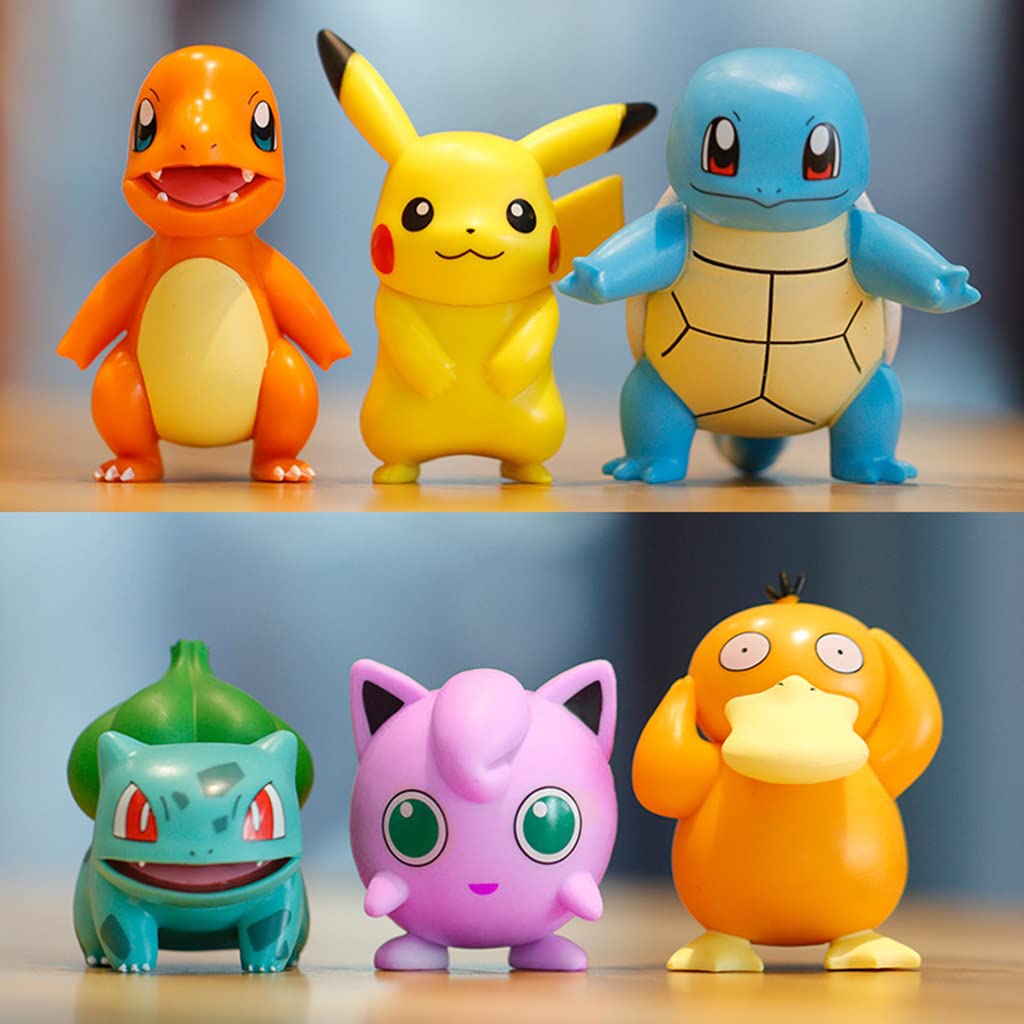 PATPAT Polyvinyl Chloride 6Pcs Poke-Mon Action Figures Desk Decoration Poke-Mon Toy Figure Toy For Kids Anime Lovers Birthday Gift Room Decoration ( 7-8Cm), Multi Colour