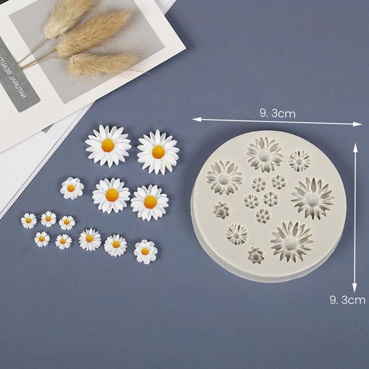 HASTHIP Flower Fondant Molds, Daisy and Small Flower Shaped Silicone Molds, Fondant Polymer Clay Candy Gummy Mold for DIY Polymer Clay and Cake Cupcake Decor Craft, Soap Crafting
