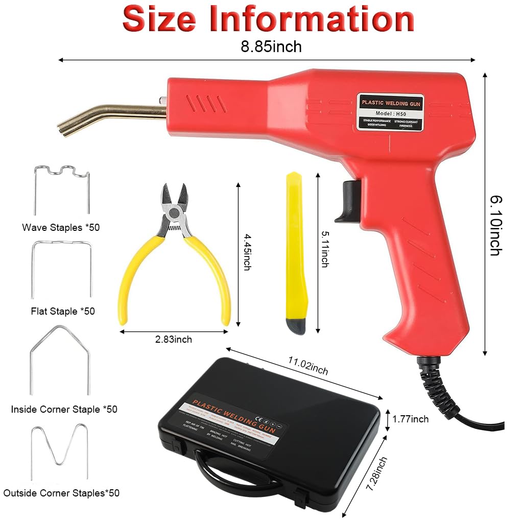 Serplex 50W Plastic Welding Kit with 200Pcs Staples, Plastic Welder Plastic Welding Machine Plastic Welding Gun Plastic Car Bumper Repair Kit Plastic Repair Kit for Car Bumper/Kayak/Plastic Product