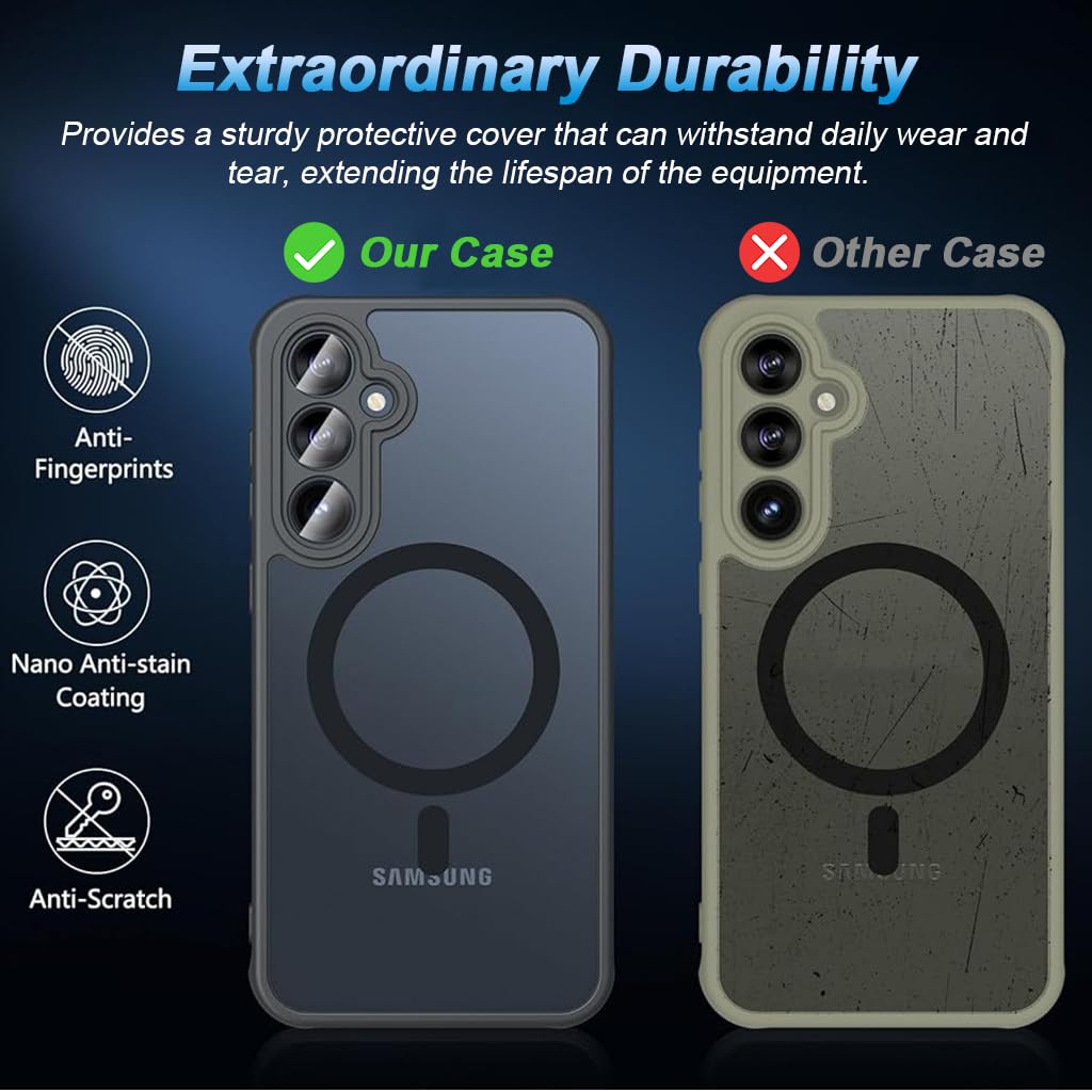 ZORBES Phone Case for Samsung Galaxy S23 FE Fashion Slim Phone Cover Support Magnetic Wireless Charging Anti-Scratch Protective Case Shockproof Matte Phone Covers for Galaxy S23 FE Black