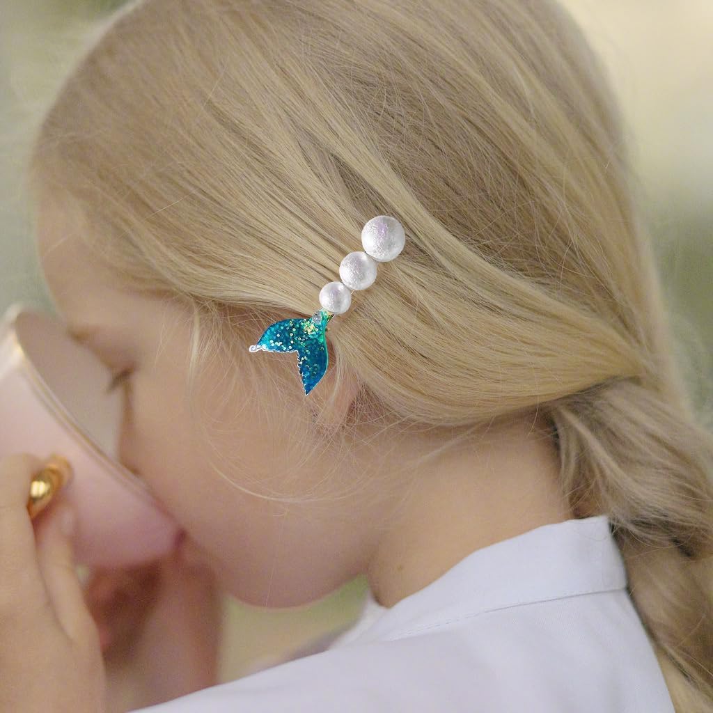 PATPAT Korean Hair Clips For Women, 5pcs Mermaid Tail Hair Accessories For Women Sparkling Pearls Hair Accessories For Girls Fashion Temperament Hair Clips Cute Bangs Hair Pins Fresh Sweet Hair Clip