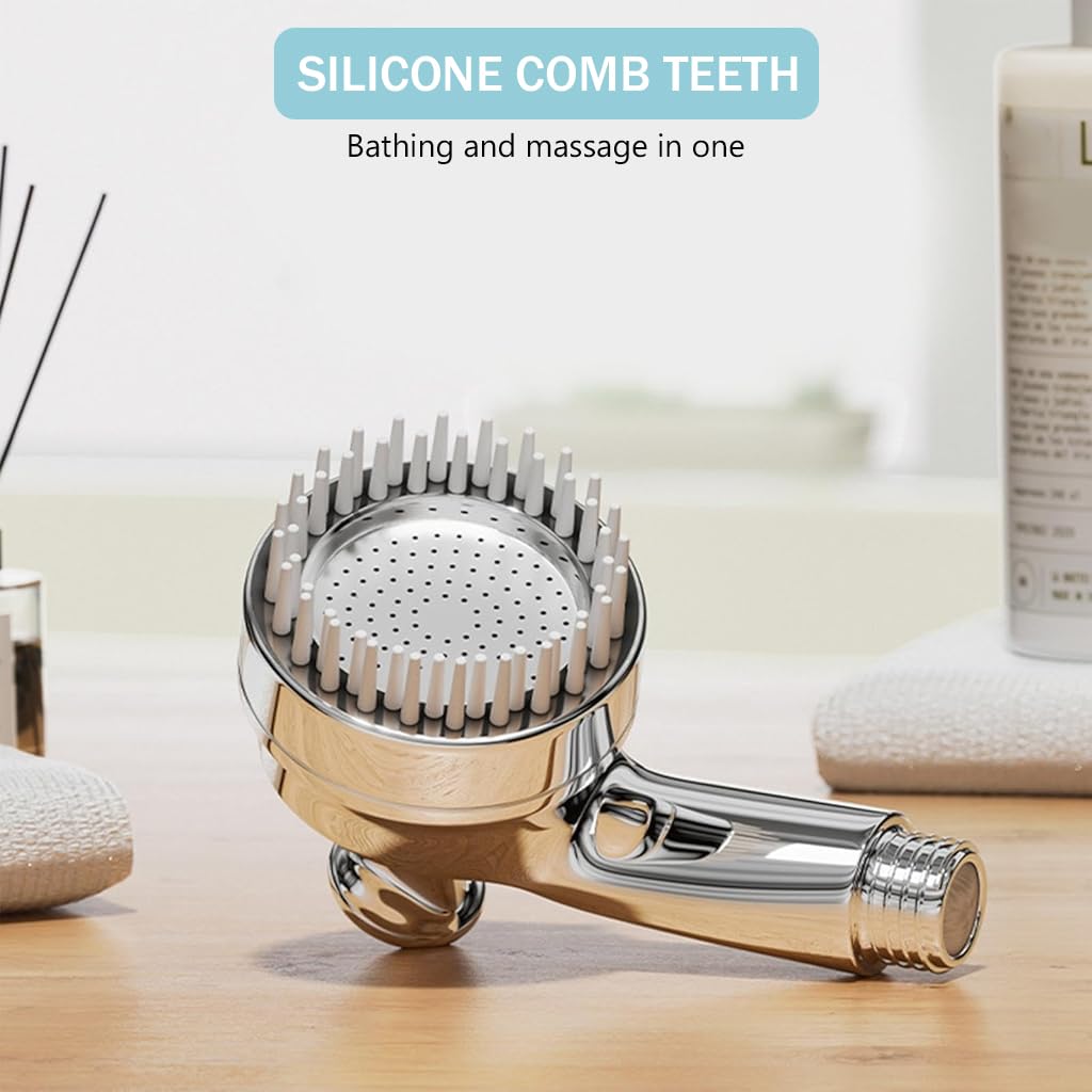 Qpets Pet Shower Head Attachment with Dog Brush, 2 in 1 Grooming Tool Kit for Dogs and Cats, Pet Shower Head for All Breeds and Sizes - Easy Installation & Enhanced Cleaning