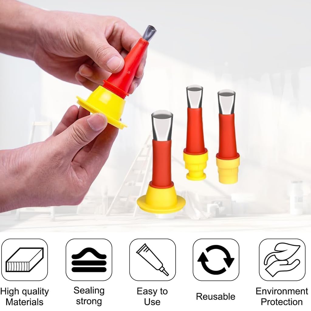 Serplex 16Pcs Nozzles for Caulking Gun, Stainless Steel Replacement Nozzles with 6 Adapter Universal Caulking Gun Nozzles for Glass Adhesive, Acrylic Caulk, Rubber Sealant, Latex Caulk