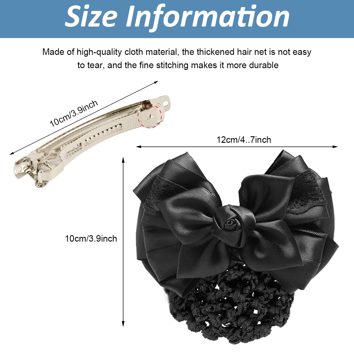 PALAY Hair Buns Clip, Bow Bun Nets Bun Maker for Hair, Lace Rose Hair Bun Accessories for Women, Spring Clip Snood Hair Net for Work or Daily, Dancer Nurse Hair Accessory