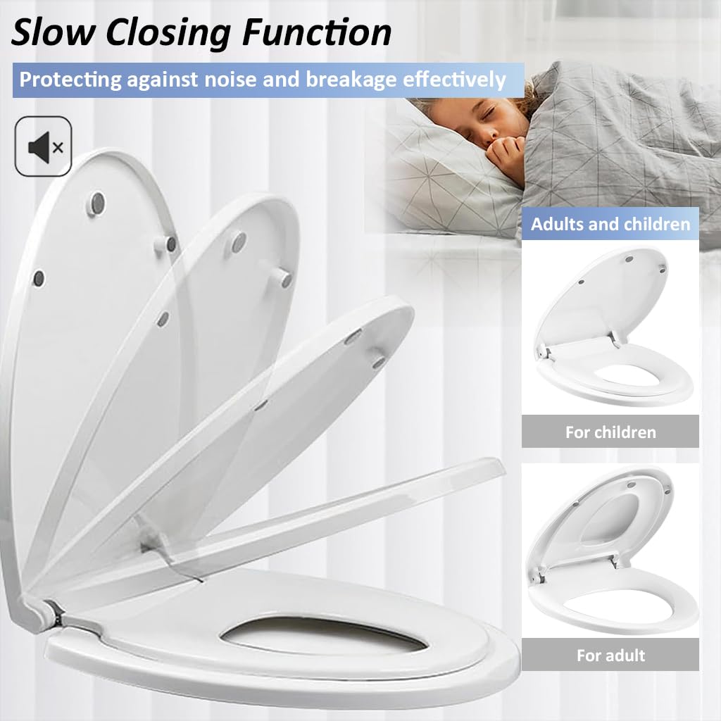 HANNEA Toilet Seat Cover 2 in 1 Hindware Toilet Seat for Kids & Adults, Commode Seat Cover with Built in Child Use, Commode Seat Toddler Potty Training Indian Toilet Seat Oval Toilet Accessories