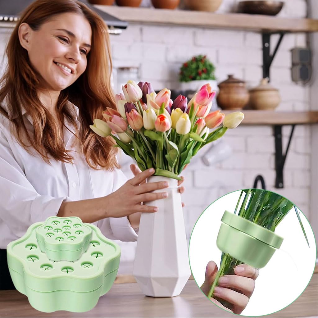 HASTHIP 2Pcs Spiral Ikebana Stem Holder Ring, Silicone Spiral DIY Stem Holder for Flower Spiral DIY Bouquet Twister Flower Holder (Green L+S )