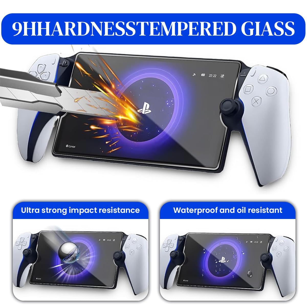 ZORBES 2 Packs Screen Protector for Playstation Portal Remote Player 8 inch, Tempered Glass Screen Protector for Playstation 5 Portal Handheld, Ultra HD, Anti-Scratch, Anti-Fingerprint, Bubble-Free