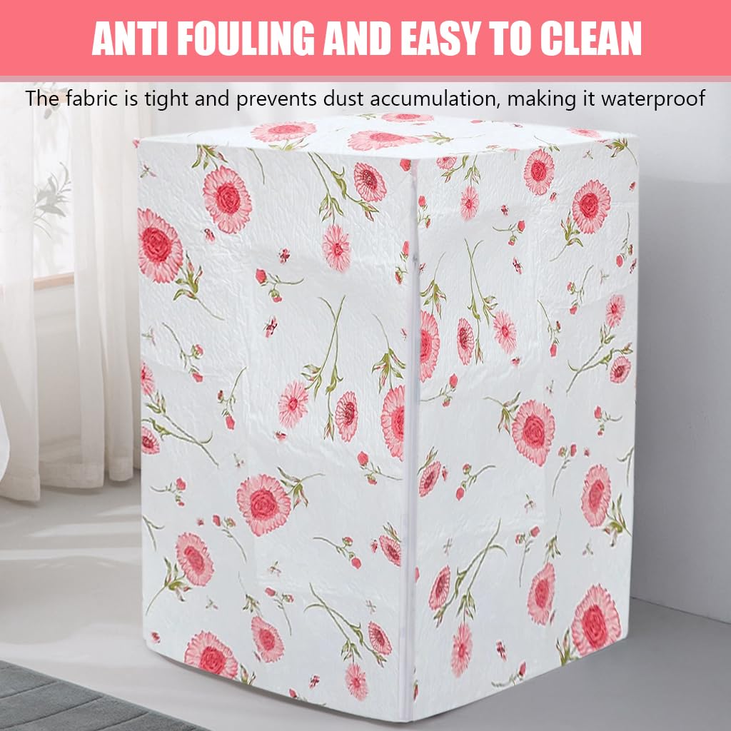 HASTHIP Washing Machine Dust Cover Front-Loading Washing Machine Dust Cover PEVA Washing Machine Fashion Floral Print Household Washing Machine Dust Cover