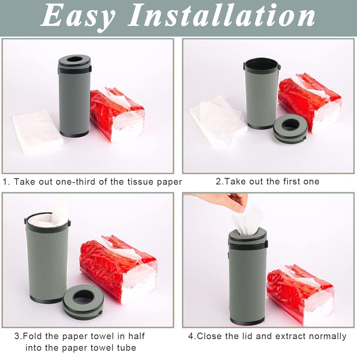 STHIRA Car Tissue Box Holder Cylinder 2.63'' PU Leather Tissue Box with Window Breaker Tool, Compact 6.8