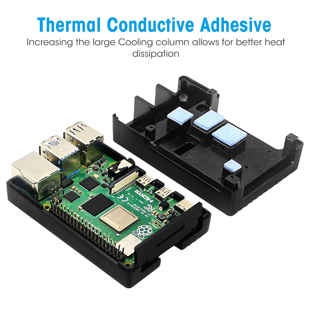 Verilux Aluminum Alloy Case for Raspberry Pi 4 Model B, Case for Raspberry Pi 4 with Dual Cooling Fan, Raspberry Pi 4 Passive Aluminum Alloy Case with Cooling Fan for Raspberry Pi 4 Model B