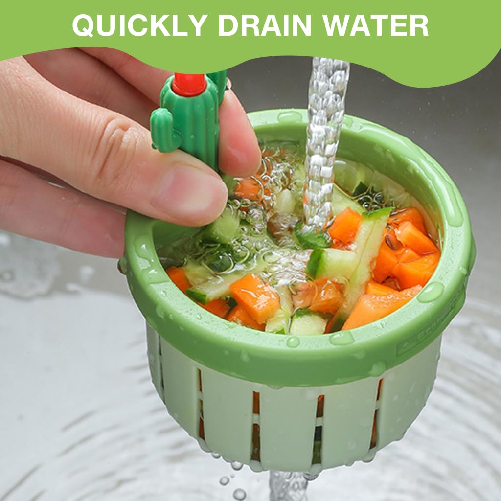 HASTHIP Kitchen Sink Drain Strainer Creative Cactus Sink Drain Strainer Removable Sink Drain Strainer with Openable Bottom, One Button To Release Universal Sink Drain Strainer Prevents Clogging