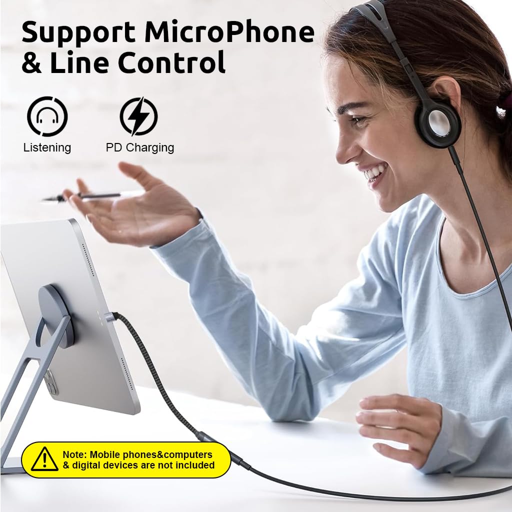 Verilux Type C to 3.5 mm Audio Jack Adapter, Nylon Braided USB C to 3.5mm Audio Cable, Universal HiFi Audio Cable for iPhone, Samsung Galaxy S23 S23+ S23 Ultra, S22 S21 S20 Plus/Ultra, iPad Pro