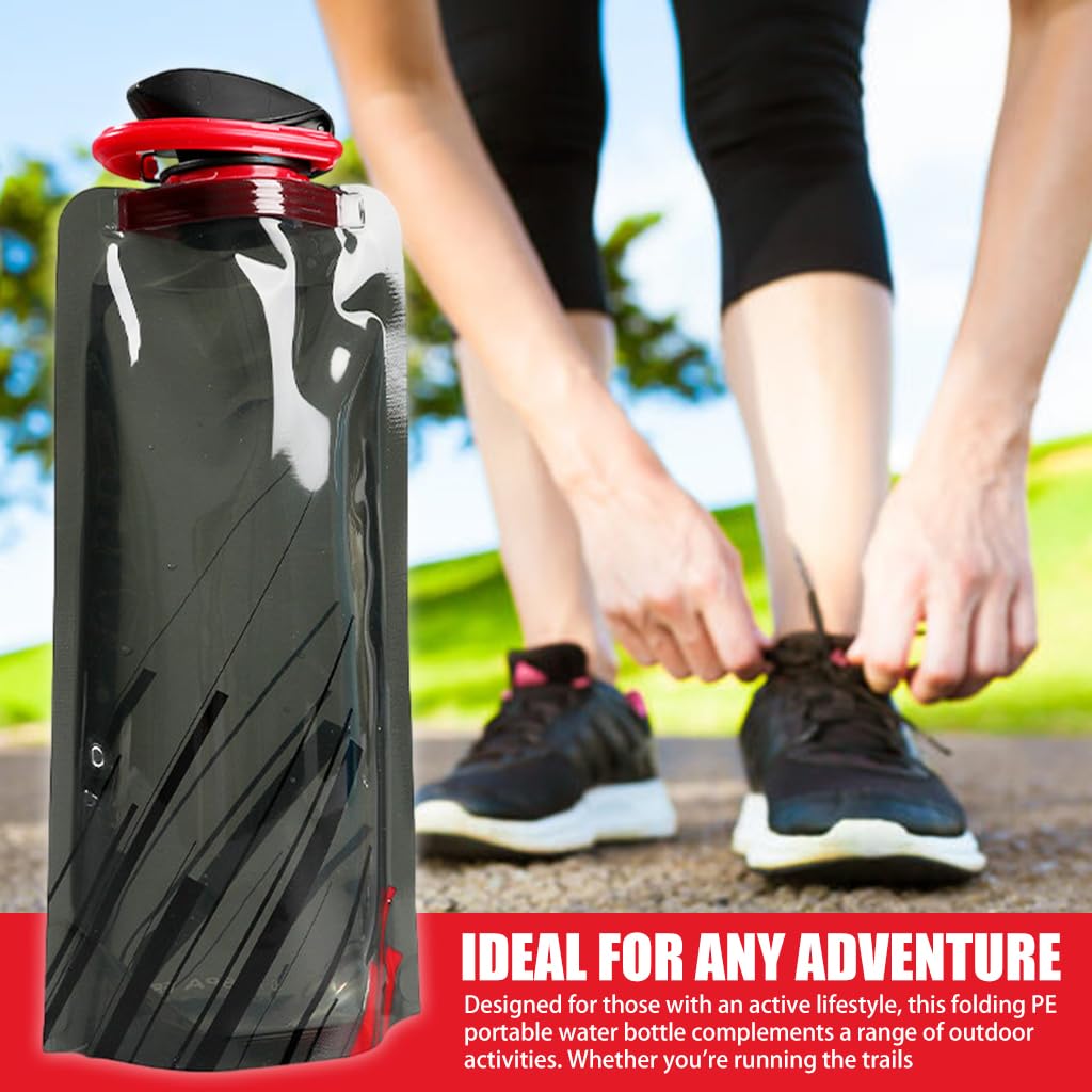 Proberos Folding Water Bottles With Carabiner Soft Water Bottle 700ml Sport Water Bottle Food-grade PE Material Sport Water Container for Travel, Running, Camping, Hiking