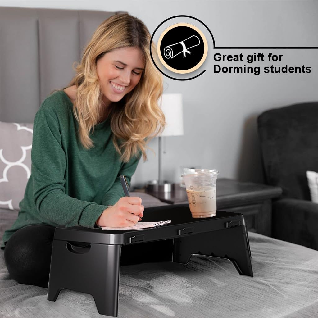 ZORBES Laptop Table for Bed Foldable Study Table for Kids Portable Laptop Table Multi-Purpose Folding Lap Desk Plastic Table for Study Laptop Desk for Work, Reading, Studying 17.5