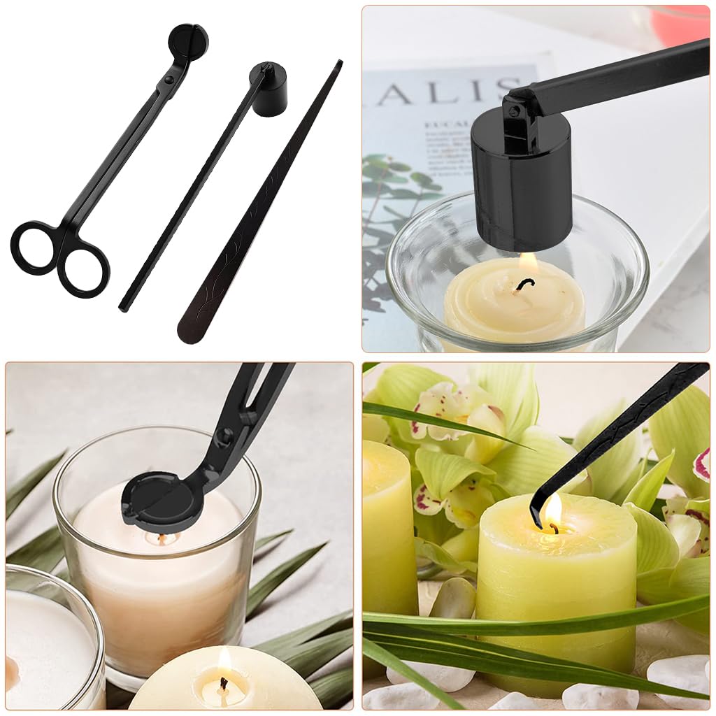HASTHIP 3 in 1 Candle Accessory Set, Candle Wick Trimmer, Candle Snuffer, Candle Wick Dipper, Gift Packing,Essential Supplies for Scented Candle Lover (Gold)