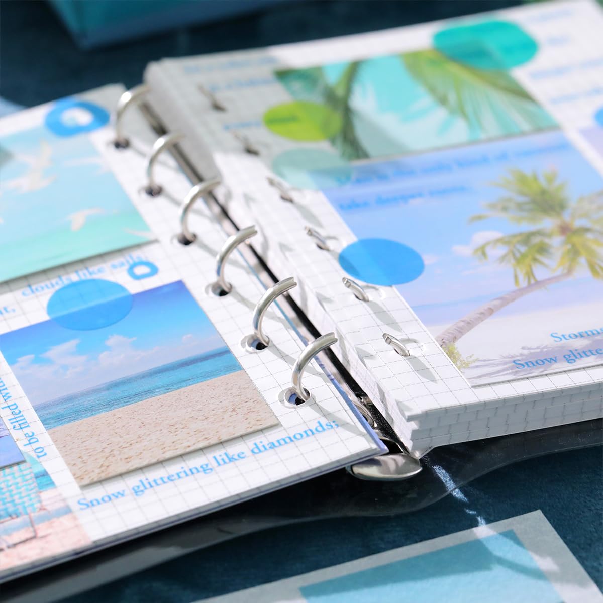 HASTHIP 150Pcs Journal Kit, Journaling Kit Journal Stickers Journal Supplies, Scrapbook Stickers Pack for Art Journaling Bullet Junk Journal Planners, DIY Decoration Paper Craft Kits (Blue Sky)