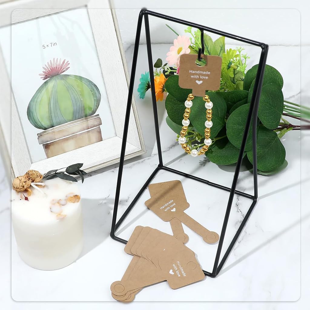 SANNIDHI 200Pcs Jewelry Display Holder Jewelry Display Paper Holders Self Adhesive Jewelry Holder with Hanging Holes, Handmade DIY Business Packing Supplies for Bracelets, Earrings
