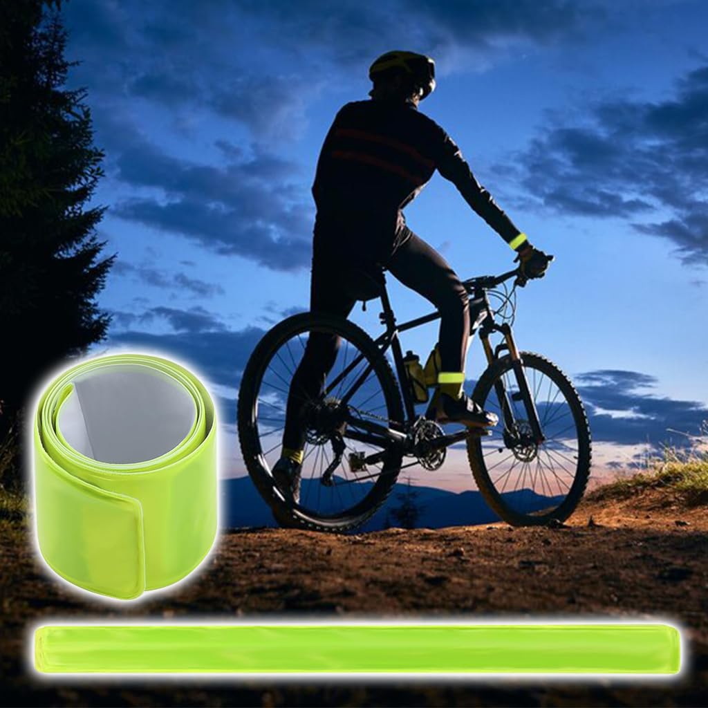 Proberos 15.7 inches Night Reflective Belts Flexible Safety Belt for Riding Warning Belt Bicycle Modification Reflective Belt Snap-and-Secure Reflective Belt for Night Running, Riding, Hiking, 6Pcs