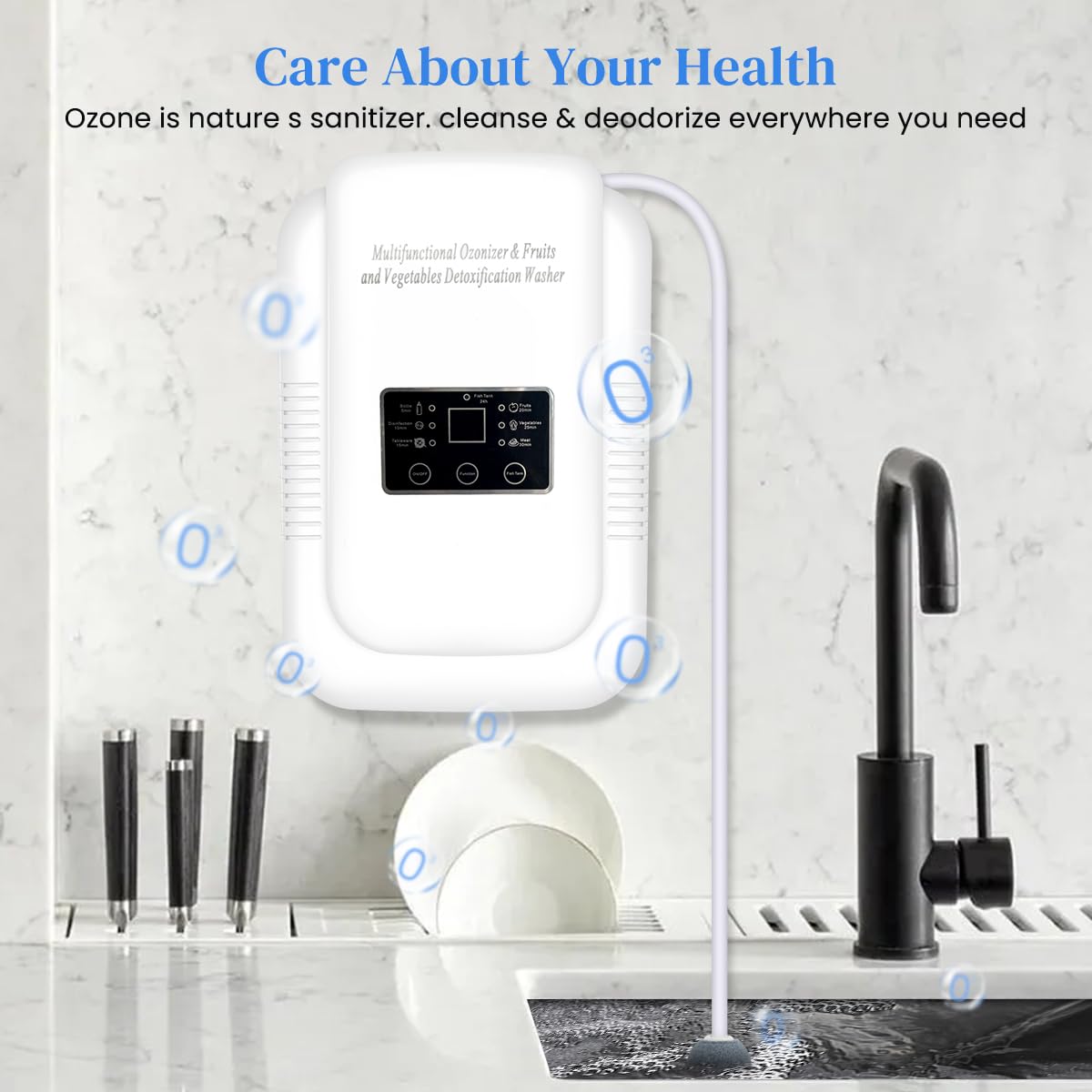 HANNEA Household Ozone Generator with Timer Multi-functional Ozone Generator for Air Purification, Water Treatment, Vegetable Cleaning 600mg/h Ozone Generator Machine for Purifying Water for Cleaning