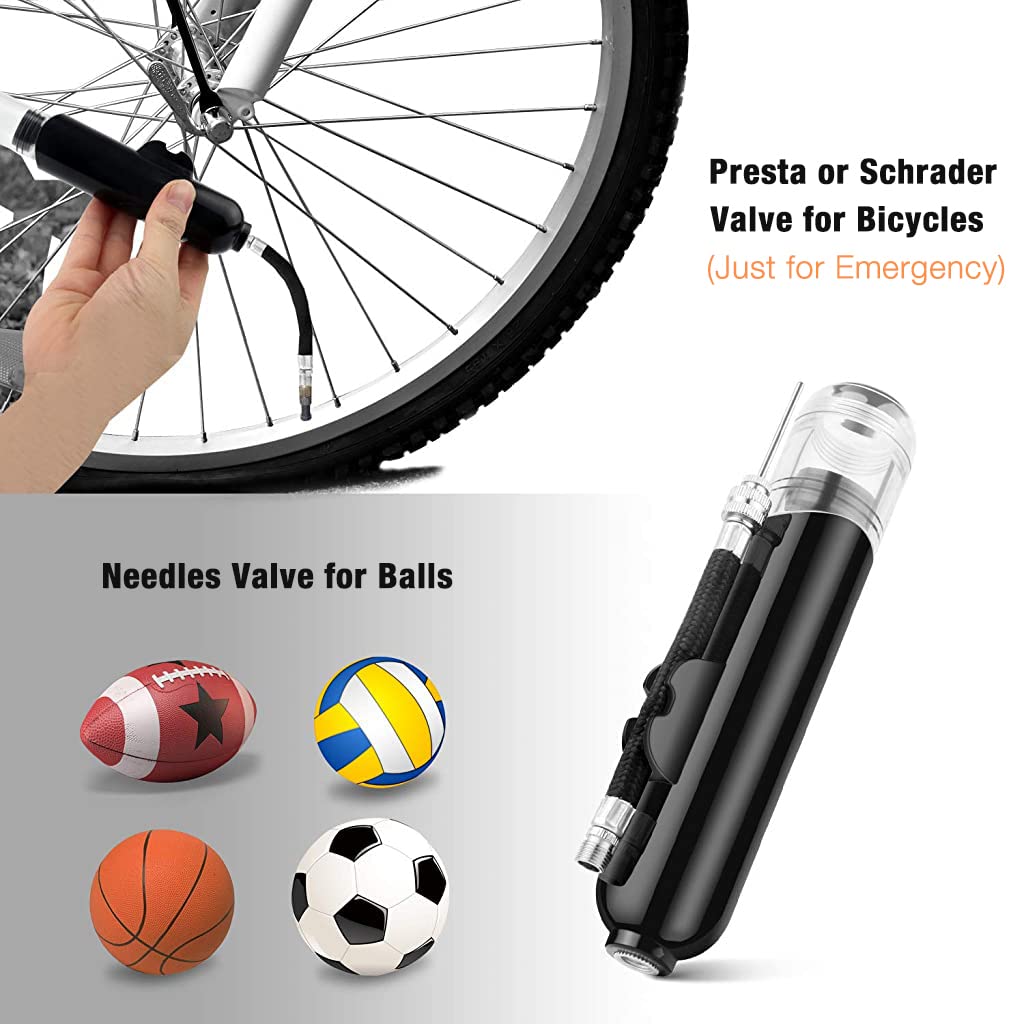 Proberos Air Pump, Cycle Mini Pump with 1 Needles and 2 Nozzles, Dual Action Inflate Mini Air Pump for Soccer Ball, Basketball, Volleyball, Bikes, Ball Sports Inflatable Accessories with pin