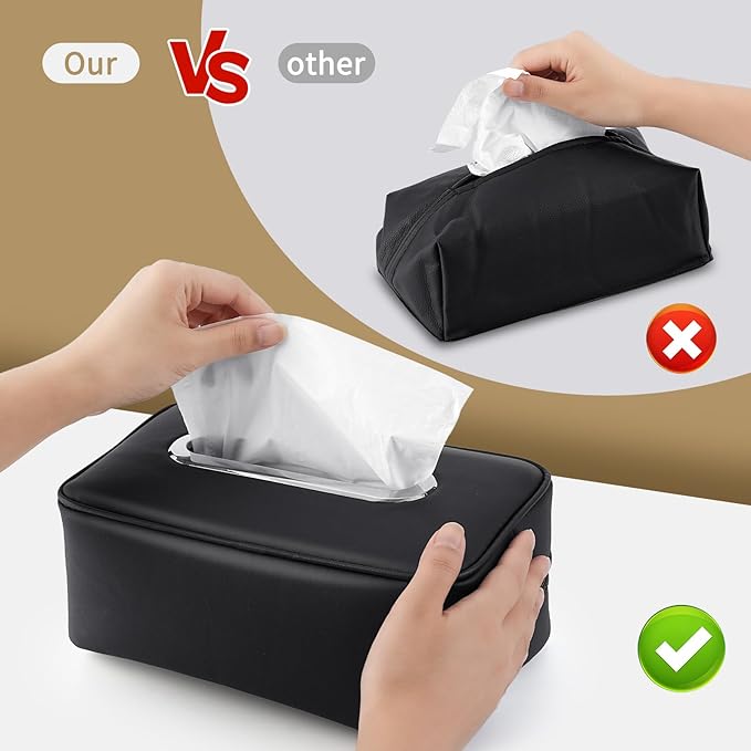 STHIRA® Upgraded Car Tissue Holder Premium PU Leather Tissues Box Cover
