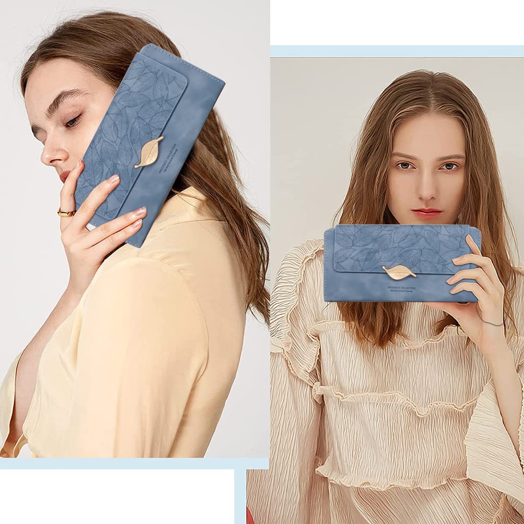 PALAY Women's Wallet PU Leather Long Wallet Credit Card Holder Hand Purse for Women with Holders Phone Pocket Girls Zipper Coin Purse