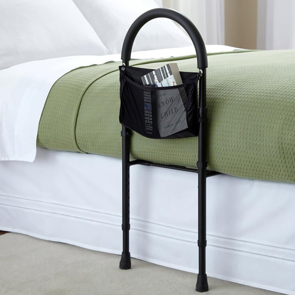 HANNEA Medical king Bed Assist Rail with Adjustable Heights - with Storage Pocket - for Seniors with Hand Assistant bar - Easy to get in or Out of Bed Safely