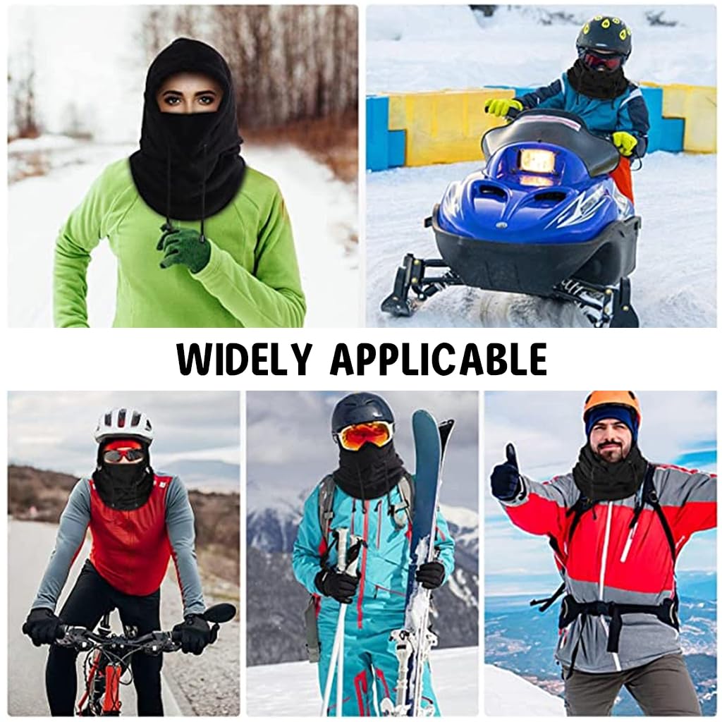 Venzina Balaclava for Men, Winter Face Mask Hat for Women, Windproof Thermal Winter Hat Ski Mask, Fashion Outdoor Warm Fleece Balaclava with Strawstring for Motorcycle Bike Cycling Neck Warmer