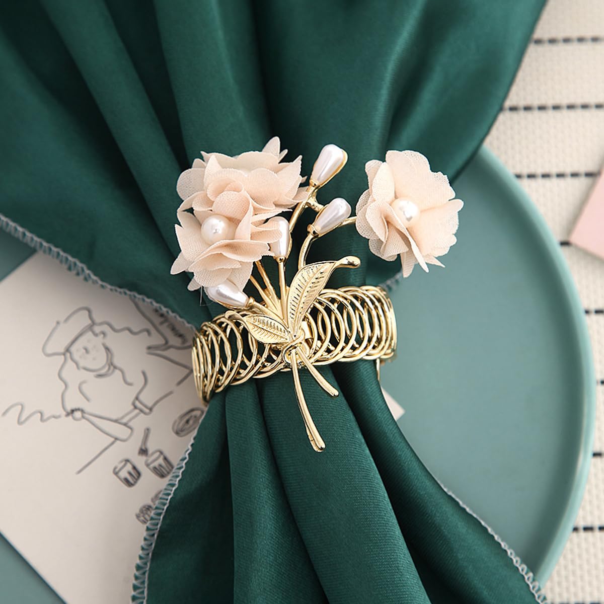 HASTHIP Curtain TieBacks, 2 Pack Pearl Curtain Tie Backs, Modern Decorative Curtain Holdbacks Holder with Elastic Cord Drapes Clips Buckle