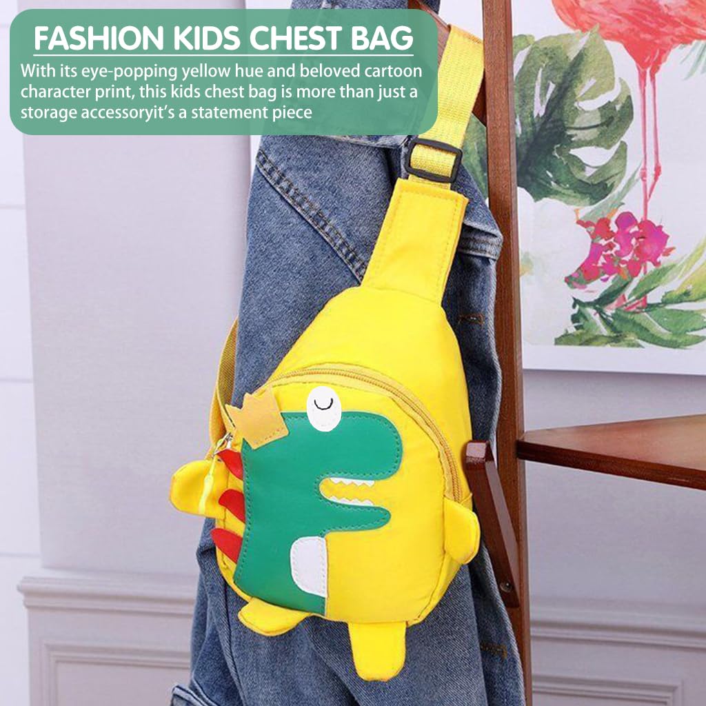 SNOWIE SOFT Kids Chest Bag Fashion Chest Bag for Kids Outdoor Travel Bag Cartoon Print Yellow Mini Crossbody Bag for Kids Sling Water Bottle Bag Shoulder Bag for Boys Girls