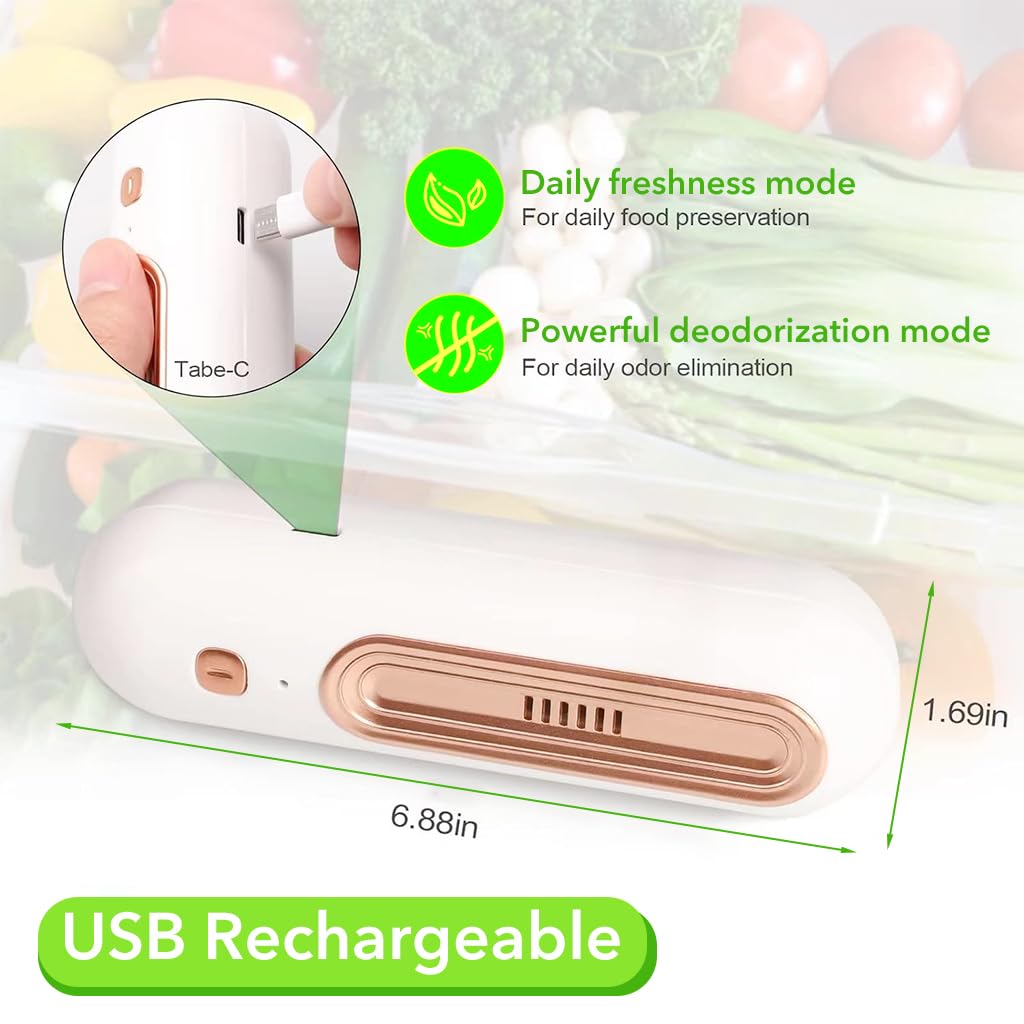 HASTHIP Mini Fridge Deodorizer USB Deodorizer with Purple Light Sterilization Refrigerator Odor Eliminator for Fridge, Kitchen, Closet, Room, Pet House, Car
