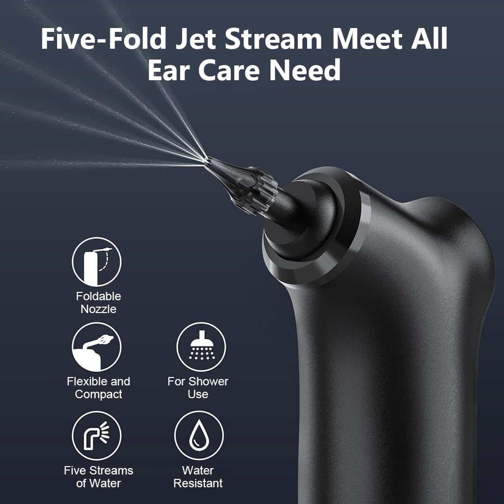 HANNEA Electric Ear Wax Removal Machine Ear Canal Irrigator Cleaner with 4 Switchable Modes USB Cordless Electric Ear Wax Cleaning Kit with 10 Nozzles Safe Ear Wax Removal Machine for Adults & Kids