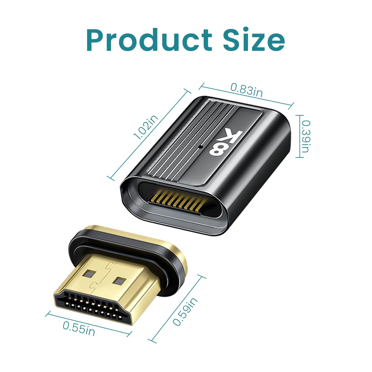 Verilux HDMI to HDMI Adapter 8K, HDMI 2.1 Female to Male Connector Extension Adapter Support 8K@60Hz / 4K@120Hz 48Gbps UHD 2160P 1080P 3D, HDR, ARC for Laptop, PC, Monitor, Roku TV