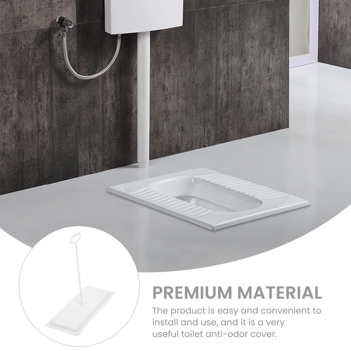 HASTHIP Squat Toilet Cover Universal Squat Toilet Cover with Long Handle 53x25cm Squat Toilet Cover Durable PP Material Squat Toilet Cover for Hygiene and Sanitation